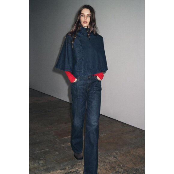 ZARA DENIM CAPE WITH TOGGLES - Picture 2 of 9